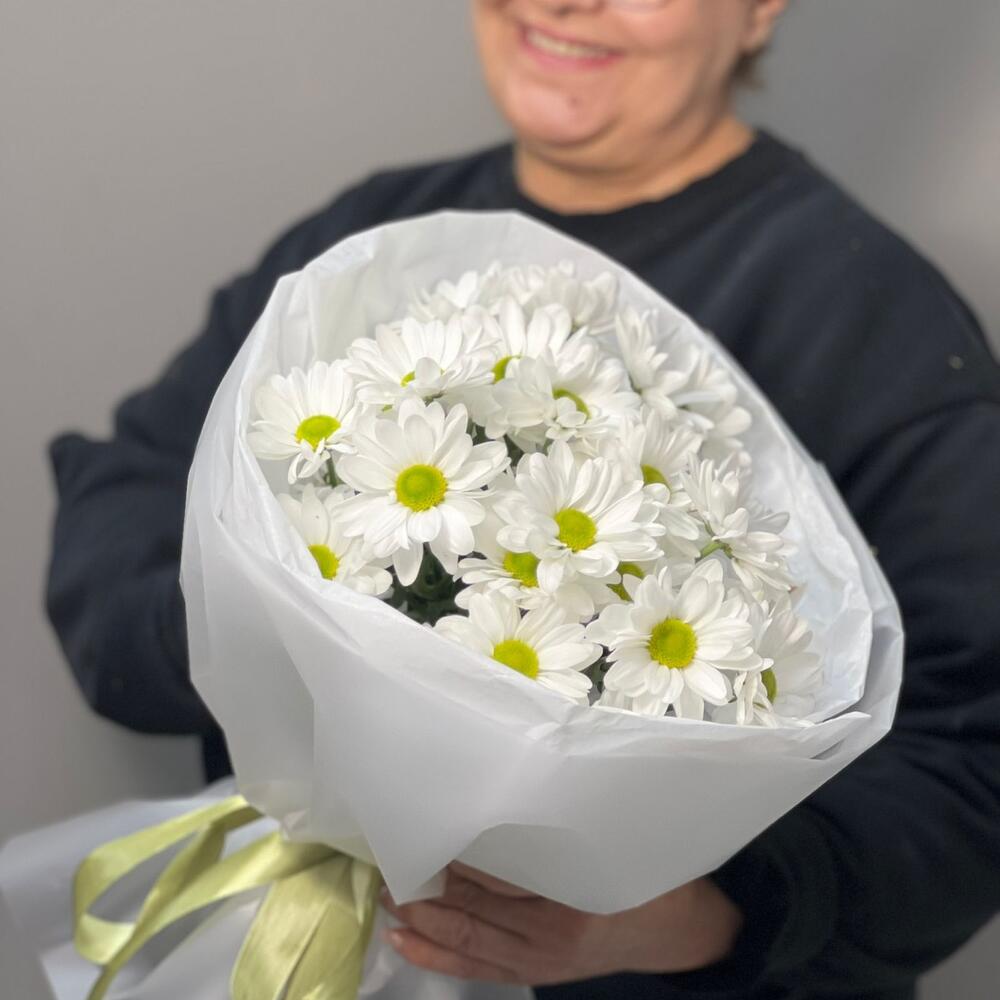 Букет «Ромашковый» – нежные белые хризантемы в деревенском стиле Мещовск Калужская область